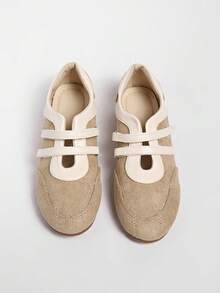 2025 Spring Retro Red Versatile Hook And Loop Mary Jane Shoes, Women Casual Round Toe Flat Leather Shoes,Ballet Flats - Apricot - View 5