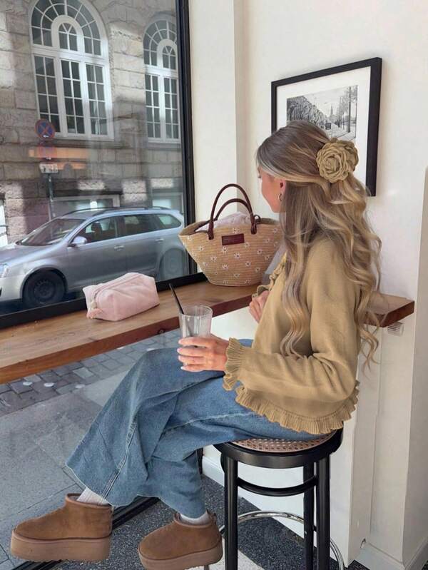 Women's Solid Color Cardigan Sweater, A Long-Sleeved, Well-Fitted Style With Front Buttons And Lace Details, Fashionable And Versatile. This Cute, High-Quality, Comfortable Sweater Is A Bestseller, Perfect For Festivals, Vacations, Street Outings, Going Out, And Back-To-School Season,Christmas Sweater,Thanksgiving Outfit For Women.