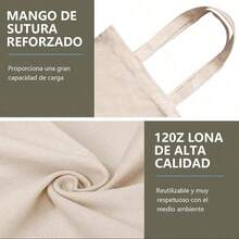 Bolsas Tote Bag Ecolgicas de Manta Cruda, Bolsa Reutilizable para Pintar y Personalizar, Robusto y Duradero, Bolsas de Lona para el trabajo, viajes y compras - 20 + 40 x 35 x 10 cm - Ver 6