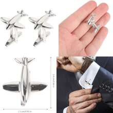 Gemelos De Avión Para Hombre Mancuernillas De Metal Para Camisa Y Traje Botones De Camisa De Esmoquin Accesorios Decorativos Para Fiesta Y Uso Diario 1 Par(default) - Multicolor - Ver 1