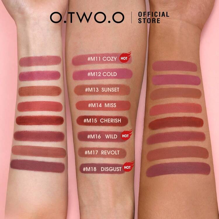 O.TWO.O Batom Matte 24 Horas: Longa Duração, À Prova d'Água, Testado por Dermatologista - Disponível em Tons de Rosa, Roxo e Vermelho - Multicolorido - Visão 6