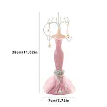 Jewelry Display Stand Hanging Jewelry Organizer Holder Mannequin Necklace Bracelet Display Rack With Pink Dress Valentine's Day Gift For Girlfriend - 七彩閃亮粉紅色 - 查看 7