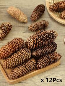 MEHELANY 12/5 szt. brązowych sztucznych szyszek sosnowych, duże ozdoby świąteczne z szyszek sosnowych, duże szyszki świerkowe do dekoracji świątecznej girlandy, jesienna girlanda, dekoracja na Boże Narodzenie i Święto Dziękczynienia, akcenty dekoracyjne do domu, jesienne dekoracje na przyjęcia, dekoracje ogrodowe, dekoracje rattanowe, dekoracje ślubne