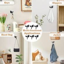 6 PCS Gancho Decorativo de Pared de Hoja de Hierro, Gancho Decorativo Vintage para Abrigos, Ganchos de Pared en Forma de Hoja de Estilo Retro para Sombreros y Bolsos (Bronce Verde) - Negro - Ver 7