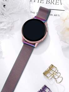1pc Fashionable Colorful Milanese Metal Watch Band, Compatible With Samsung Amazfit Smartwatch, Universal Size 18mm, 20mm, 22mm, Compatible With Samsung Galaxy Watch 3 (42mm, 46mm), Galaxy Active 2 (40mm/44mm), Watch GT2, Smartwatch Strap, Galaxy Watch Chain - Color - View 4