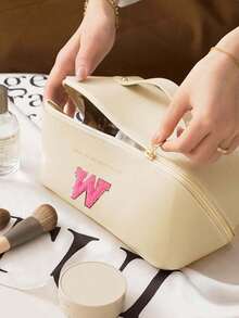 大容量双层防水PU皮革化妆包，多功能旅行收纳包，化妆袋，旅行必备 - 彩色 - 查看 5