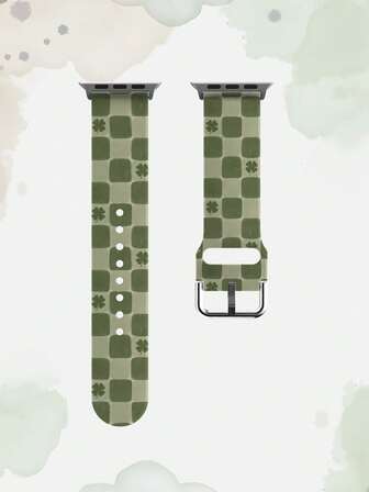 SENBONO 1pc Silicone Smart Watch Band With A Four-Leaf Clover Print. This Universal 20-22mm Strap Offers Wide Compatibility: It Is Compatible With Huawei Watch GT3/GT4, Compatible With Samsung Galaxy Watch6, And Compatible With Apple Watch Models From Series 1 To Series 9, SE, And Ultra (38-49mm Cases)