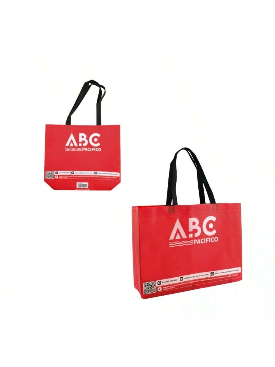 Bolsa de compra roja de tela no tejida, 80 g, 50 x 40 x 15 cm