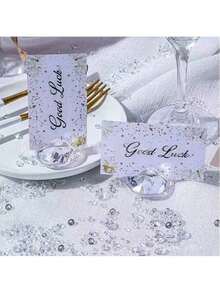 30个装 - 精致透明钻石形亚克力水晶卡片架 - 底座稳固，边缘光滑，可重复使用，桌号座位展示架，精细抛光桌号展示架，适用于婚礼、生日派对、商务活动 - 彩色 - 查看 7