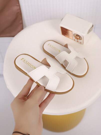 Children's Fashionable Summer Outdoor Slippers, Square Toe Flat Shoes, Sandals, New Girls Shoes, Attractive Beach Shoes