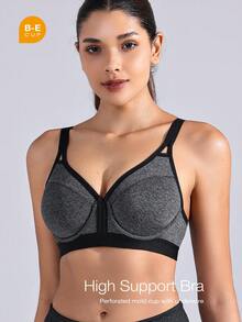 Wingslove High Intensity Lightweight Padded Underwire V-Neck Full Coverage Sports Bra - Grey - View 5