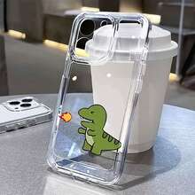 Funda para teléfono Dinosaur Fireball Fun: ¡Qué aventura rugiente! Compatible con teléfonos ,  17,  16 Pro Max,  15 Pro Max,  13 y  12. Fabricada en TPU para una protección eficaz contra golpes y caídas. Un regalo perfecto para niños, estudiantes, amantes de los dinosaurios, cumpleaños y cualquier ocasión divertida. - transparente - Ver 3