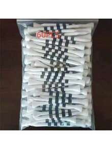 一套40/60/80/20支装优质竹制高尔夫球座 - 2.74英寸，柔韧白色带黑色条纹 - 适用于练习场和比赛场地，高尔夫球配件 - 1套