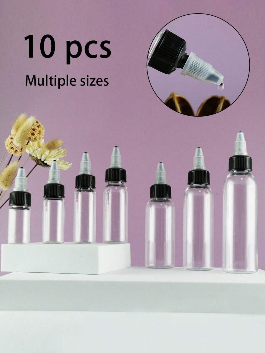 10PCS Clear Plastic Squeeze Dispenser Bottles,Pointed-Nose Cap Dropper Bottle, PET Oil Dropper Bottles With Twist Top Cap - Leak-Proof, Portable Travel Bottles, Pointed Gel Bottle Squeeze Drop Bottle Clear Plastic Bottle,Tattoo Supplies, For Liquids Inks Oils Arts And Crafts Clear,Travel Accessories,Travel Essentials - Multicolor - View 1