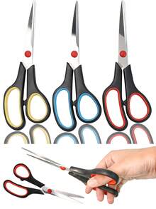 1/3pcs/Set Scissors With Ultra Sharp Blades, Multipurpose Sharp Sewing Craft Fabric Scissors For Office Home High/Middle School Student Office Teacher Art Supplies, Soft Comfort-Grip Right/Left Handles - Multicolor - View 1