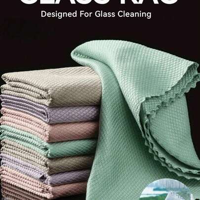 10 Packs Of Fish Scale Ultra-Fine Fiber Cleaning Cloth, Glass Cloth, Polishing Cloth, Wiping Cloth, Window Cleaning Cloth, High Water Absorption, No Stripes, No Velvet Cloth, Suitable For Mirrors, Cars, Screens And Kitchens, Multi-Purpose And Reusable Household Detail Towels, Valentine's Day Towels