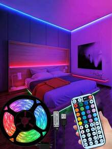 1 pezzo 1m/2m/3m/5m/10m/15m/20m Strisce LED RGB controllate da telecomando smart app a 44 tasti/24 tasti, luci a colori mutevoli per feste, stanze, cucine, TV domestiche, decorazione per la casa Luci notturne a strisce LED con controller IR a 44 tasti