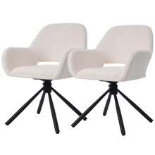 Swivel Dining Chairs, Sherpa Fabric, Set Of 2, With Armrests, Modern And Minimalist Style, White - White - View 8