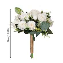 باقات زفاف بوهيمية للعروس والوصيفات، زهور الورد الاصطناعية البيضاء والشمبانيا لديكور الزفاف، باقات عروس ترتيبات زهور الزفاف لديكور المنزل وطاولات الوسط، زهور ورد اصطناعية للرمي في مراسم الزواج المدني واكسسوارات عيد الحب - بيج - مشاهدة 10