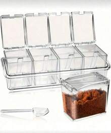 ESPECIERO TRANSPARENTE DE 4 COMPARTIMENTOS IDEAL PARA LA FACIL ADMINISTRACION DE ESPECIES CONTIENE SU DOCIFICADOR CADA UNO - Transparente - Ver 5