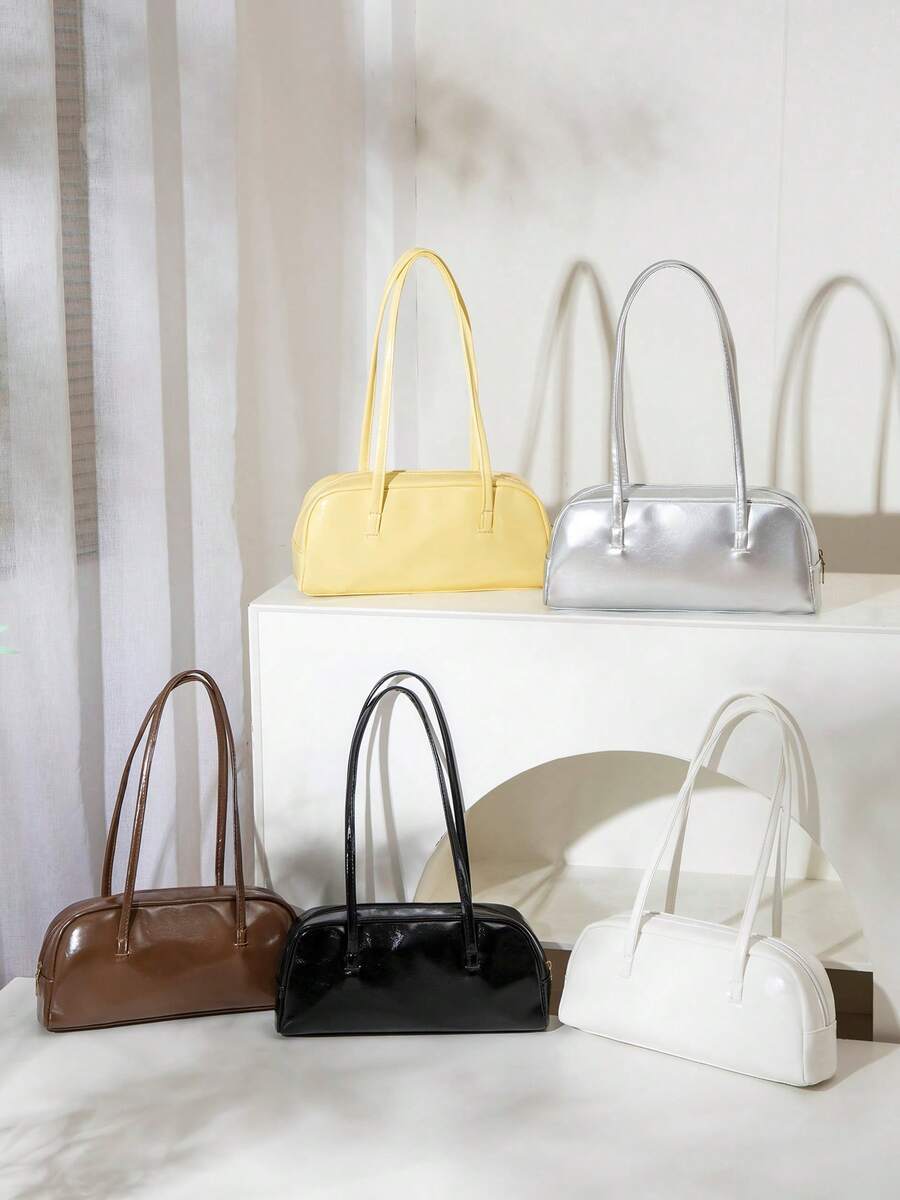 Túi xách thời trang mới màu trơn đa năng thanh lịch, túi xách baguette nữ tối giản sang trọng, túi đeo vai thời trang - Nhiều màu - Xem 1