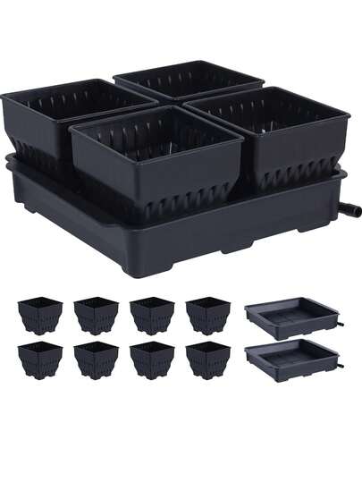 4/8pcs Reusable Square Seedling Trays With Drainage Holes, Sturdy And Durable For Seed Germination, Transplanting And Carrying, Suitable For Indoor And Outdoor Plant Seeds Including Herbs, Flowers And Vegetables