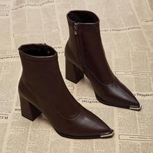 2025 Autumn/Winter New Women's Ankle Boots, Chelsea Boots, Western Style Side Zipper - Brown - View 5