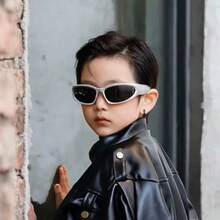 New Korean Children's Sunglasses, Boys And Girls, Y2K Fashion, Outdoor Cycling, For Babies, UV Protection - bạc và đen - Xem 2