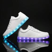 Unisex LED Light-Up Sneakers - USB Rechargeable, Flashing Multi-Mode, Casual Party Shoes - 白色 - 查看 6