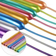 50 Pieces Per Set, 51-Inch And 11.8-Inch Golden And Silver Long Strip Latex Balloons, DIY Magic Latex Balloons, Suitable For Birthday Parties, Theme Parties, Valentine's Day, New Year, Baby Gift-Giving Events, Baby Gift-Giving Events, Anniversaries, Graduation Parties, Back-To-School Season, Summer. - Multicolor - View 1