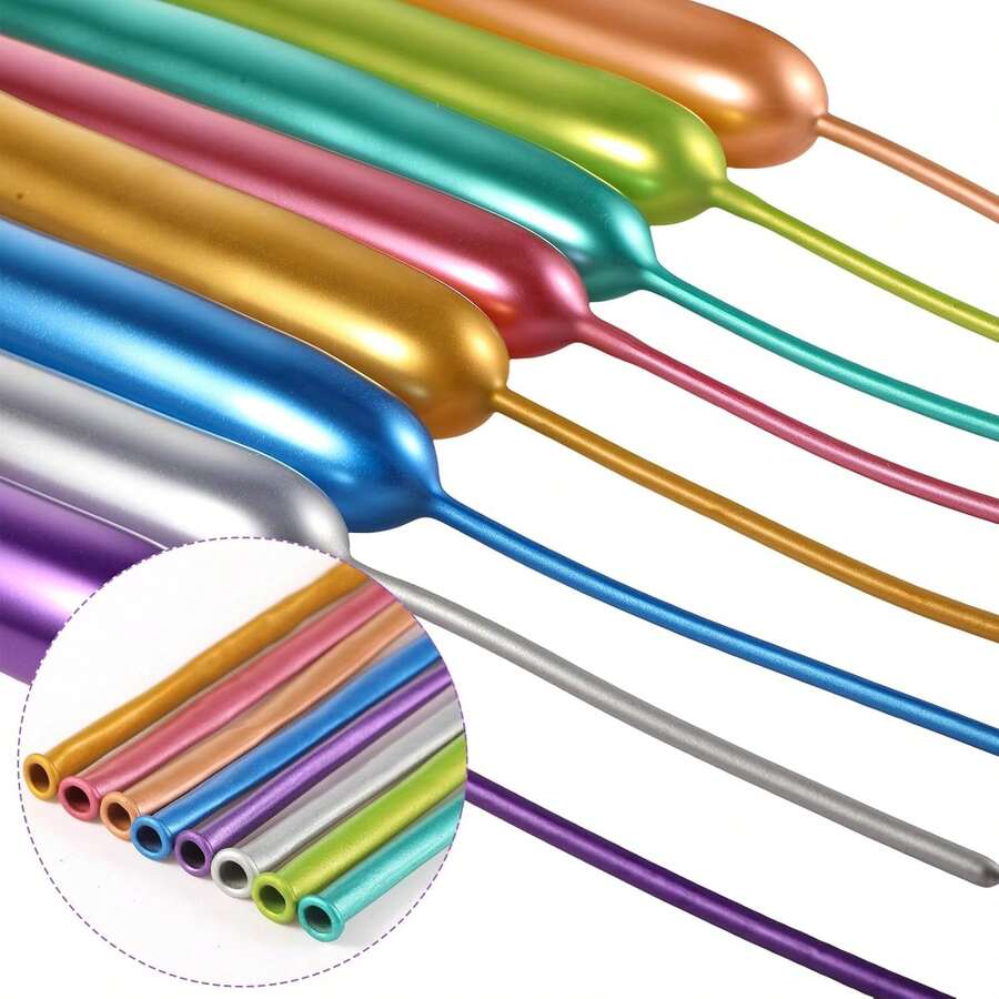 50 Pieces Per Set, 51-Inch And 11.8-Inch Golden And Silver Long Strip Latex Balloons, DIY Magic Latex Balloons, Suitable For Birthday Parties, Theme Parties, Valentine's Day, New Year, Baby Gift-Giving Events, Baby Gift-Giving Events, Anniversaries, Graduation Parties, Back-To-School Season, Summer. - Multicolor - View 1