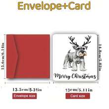 Bezaubernde Mini Schnauzer Weihnachtskarte mit Geweih - perfekt für Familie und Freunde, abgerundete Ecken, hochwertige Papierqualität - Einheitsgröße - Übersicht 7