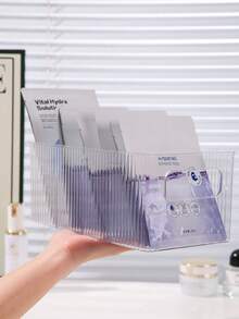 1pc Transparent Multi-Compartment Storage Box, Desktop Stationery Organizer Basket, Suitable For Storing Spices, Utensils, Knives, Forks, Small Spoons, Peelers, Bottle Openers, Toothpaste, Toothbrushes, Skincare, Cosmetics, Lipsticks, Eyeshadows, Pens, Notes, Paper Clips, Earphones, Charging Cables, Jewelry, Makeup Brushes On Countertops, Shelves In Kitchen, Bathroom, Office Desk, Bedroom Vanity - Multicolor - View 5