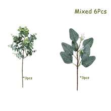 6 cành lá bạch đàn hỗn hợp, cành lá bạch đàn nhân tạo số lượng lớn, lá bạch đàn hình bầu dục có hạt trắng, thích hợp để làm vòng hoa, bó hoa, cắm hoa, trang trí cây xanh cho đám cưới. - Nhiều màu - Xem 11