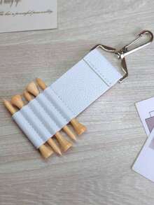 1 pieza (incluye pinchos) Soporte de pinchos de golf de cuero PU, llavero portátil para almacenamiento de pinchos de deportes al aire libre