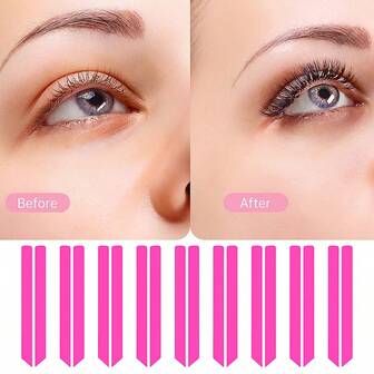 5 Pairs/10 Pcs Lash Lift Ribbon Beauty Eyelash Lift Rods Covers Silicone Pads Curlers Soft Stripes Lash Lift Tool(Pink, Transparent Glitter)