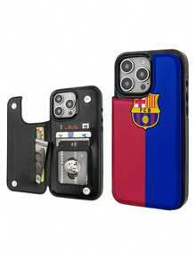 Funda para móvil con el logo del FC Barcelona en bloques de color. Compatible con teléfonos ,  17,  16 Pro Max,  15 Pro Max,  13 y  12. Fabricada en TPU para una protección eficaz contra golpes y caídas. Un regalo ideal para familiares, amigos, seres queridos, parejas y para Navidad. - Negro - Ver 2