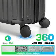 tooluck 5 Piece Luggage Sets(4-YEARS WARRANTY) ABS+PC Suitcases With Wheels And Side Hook Hardshell 20/24/28 Inch Luggage With Duffel Bag Travel Bag,Black - 5pcs 黑色 - 查看 4