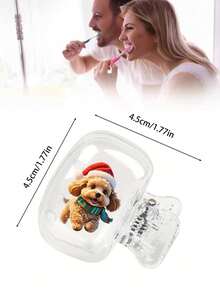 2个装可爱小狗图案便携式牙刷套，小狗图案，旅行牙刷收纳盒，便携式牙刷头保护夹，牙刷收纳夹，牙刷保护套，便携式牙刷盒，旅行便携式洗牙刷盒，旅行防尘牙刷头套，送给爱人、朋友、家人、老师、旅行爱好者的最佳礼物，居家必备