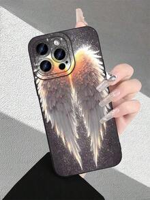 Fundas de Teléfono con Alas de Ángel Majestuosas para iPhone 16/15/14/13/12/11/X/XR/XS Plus Pro Max - Cubierta Antihuellas / A Prueba de Golpes / Fundas de Teléfono con Protección Completa de Lente # Funda para teléfono Western # Accesorios para teléfonos - Negro - Ver 2