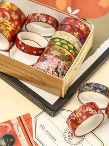 15 Rolls Summer Cherry Blossom Washi Tape Set - Floral Aesthetic Decorative Masking Tape For Bullet Journaling Supplies, Scrapbooking, DIY Craft, Planner Supplies Decorative