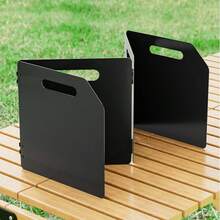 露营炉灶挡风罩，便携式炉灶挡风板，轻便可折叠燃气炉挡风罩，带收纳袋，适用于露营、豪华露营、徒步旅行、野餐、背包旅行、烹饪、钓鱼 - 黑色 - 查看 7