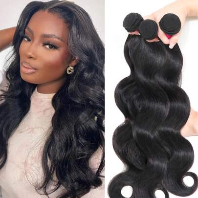 MEGALOOK Extensiones de cabello humano 100% de 10-30 pulgadas, 1 paquete o 3 paquetes, cabello virgen brasileño de grado 10A, color natural, cabello tejible de alta calidad, suave y voluminoso, sin desprendimiento, se puede teñir y decolorar, versátil para uso diario, adecuado para bodas, maquillaje, pestañas, citas, fiestas, para agregar brillo a tu vida cotidiana