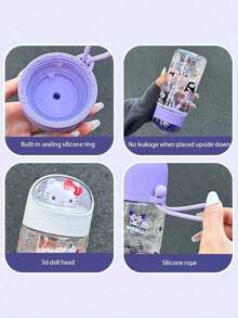 Sanrio 三丽鸥 Hello Kitty 联动太空舱水杯 - 500ml 大容量 - 便携防漏 - 防震水瓶 - 适用于学校、露营、徒步旅行、健身房（款式和颜色随机发货） - 彩色 - 查看 11