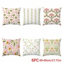 6pcs Minimalist Geometric Floral Decorative Pillow Covers, Single-Sided Printed Velvet, 45*45/50*50/40*40CM Cushion Covers Suitable For Modern Sofa Living Room Decor, Gift, Party Decoration - Multicolor-6PC - View 9