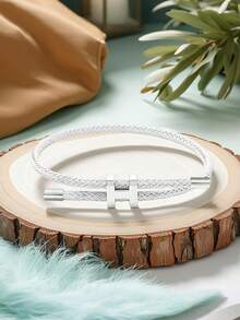 1pc H-Shaped Buckle Rope Elegant Adjustable Bracelet, Suitable For Women's Daily Wear And Gift - Pull-out Strap - View 7