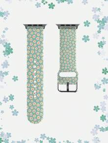 1条雏菊印花硅胶智能手表表带，这款通用型20-22毫米表带具有广泛的兼容性：兼容华为Watch GT3/GT4、三星Galaxy Watch6以及 Series 1至Series 9、SE和Ultra（表壳尺寸38-49毫米）。