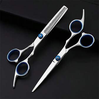 7pcs/Set Hairdressing Scissors 6 Inch Hair Scissors, 2Pcs/Set Professional Hairdressing Scissors Cutting Thinning Scissors Barber Shear Accessories