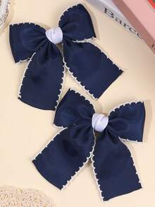 2pcs Multicolor Fabric Bow Hair Clips For Sweet Baby Girls Solid Color Hairpins Soft Fabric Bangs Clips Sweet Baby Girls Daily Wear Hair Barrettes Ruffled Edge Hair Bows Baby Hair Accessories. - Multicolor - View 9