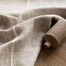 1 pieza Funda de cojín decorativa de lino sintético jacquard a cuadros en beige, estilo rústico con textura de rejilla, adecuada para sofá, sala de estar y decoración del hogar, para todas las estaciones - Beis - Ver 3